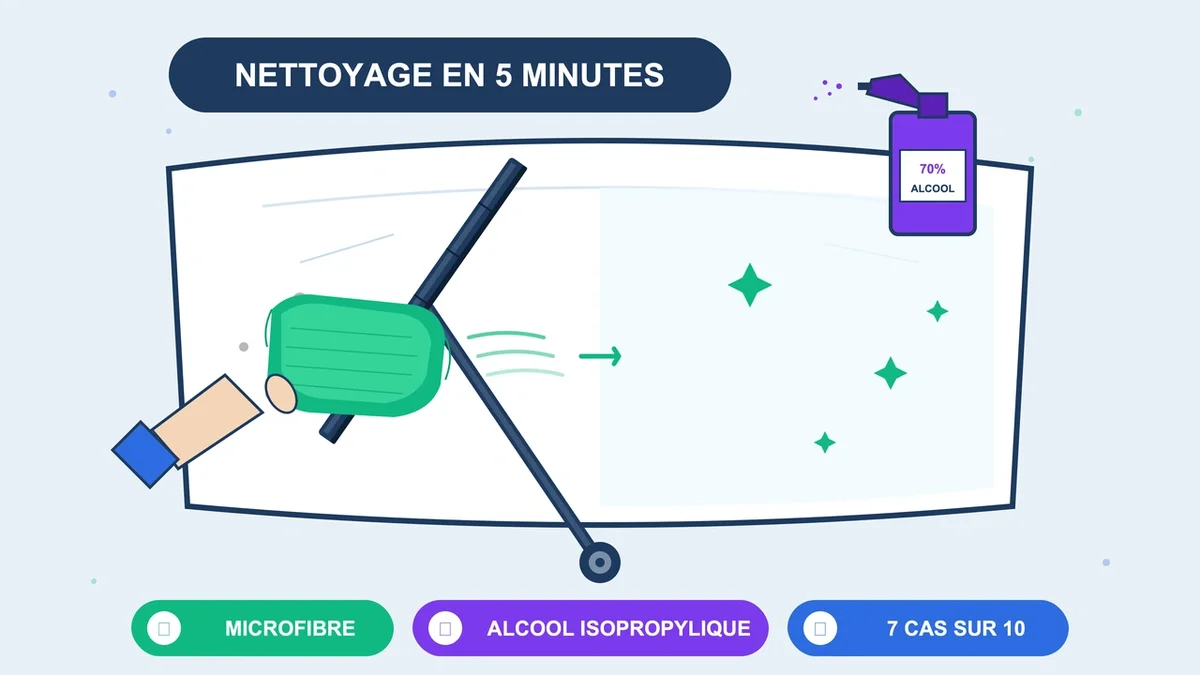Chiffon microfibre nettoyant des essuie-glaces avec de l'alcool isopropylique pour un entretien efficace