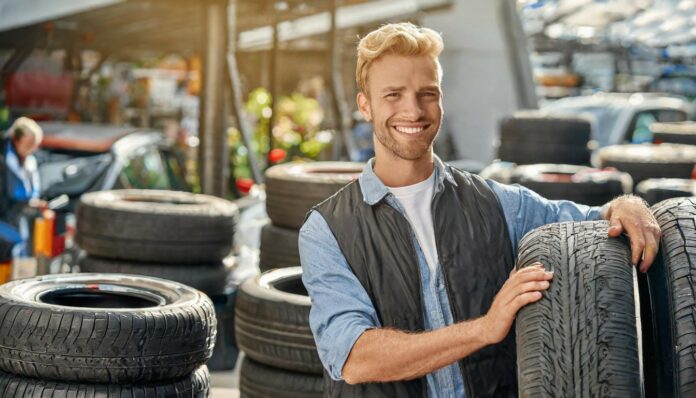 homme vendant des pneus d'occasions 93878